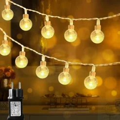 Tradera NYTT LED-ljusslingor• 12 m Varmvit• 60 LED-kristallkulor• IP65 Vattentät•8 lägen| Havedekorationer