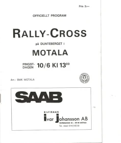 Tradera Officiellt Rally-Cross program Motala 1973> Sportsmemorabilia