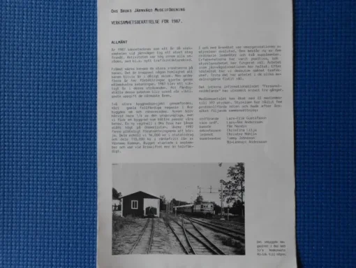 Tradera OHS Bruks Järnvägs Museiförening Verksamhetsberättelse 1987> Jernbane- & Sporvogns-memorabilia