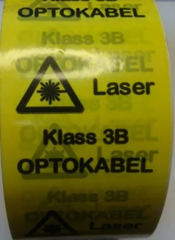 Fashion Optokabel tejp Gul/Svart 65m/rulle Märk, OPTOKABEL Laser Klass 3B Andre Byggevarer