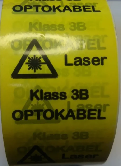 Fashion Optokabel tejp Gul/Svart 65m/rulle Märk, OPTOKABEL Laser Klass 3B Andre Byggevarer