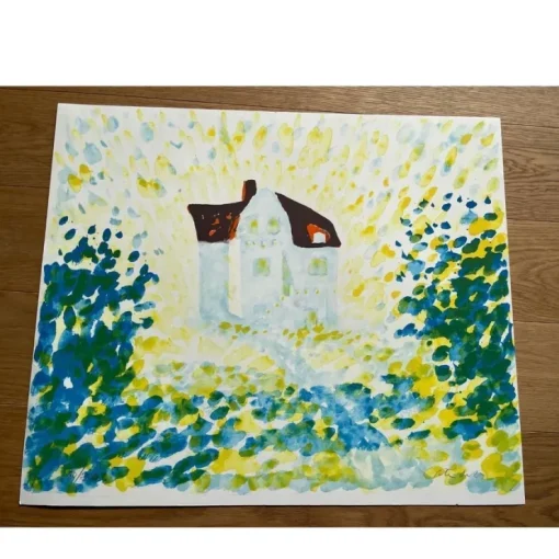 Tradera Peter Dahl litografi - Farmors hus| Grafik & Tegninger