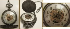 Tradera PICADOR Mechanical Full Hunter 17 Jewel pocket watch with Black Tone Case&Chain> Lommeure