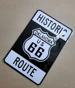 Tradera Plåt skylt - Historisk Route 66 Oklahoma| Veteranbiler Fra Før 1990