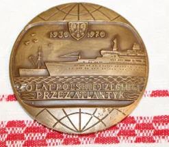 Tradera POLSK MINNESPLAKETT. TS/S STEFAN BATORY. 40 ÅRS FRAKT ÖVER ATLANTEN.| Båd- & Skib-memorabilia