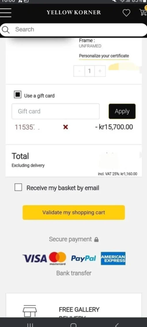 Discount Presentkort på Yellowkorner värde 15700 Gavekort & Rabatkoder