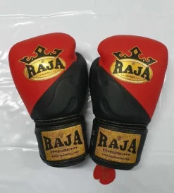 Tradera RAJA: Boxningshandskar Röd, Svart i äkta skinn - 10oz> Boksning
