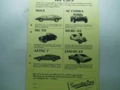 Tradera Reklamblad KIT CARS ......Speciality Cars......Bromma> Mobilia