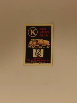 Tradera Reklametikett - Örebro Kol & Koksaktiebolag Koppartrans| Bensinia