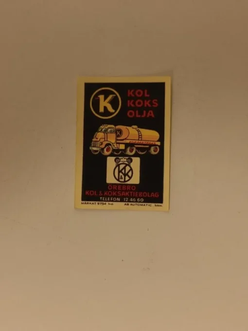 Tradera Reklametikett - Örebro Kol & Koksaktiebolag Koppartrans| Bensinia