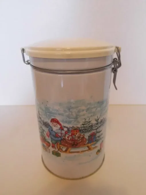 Tradera RETRO 1 st superfin äldre plåtburk kaffeburk burk JUL TOMTE| Kaffe & Te