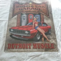Tradera retro plåtskylt 32x40 cm Detroit Muscle camaro| Merchandise