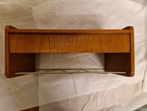 Tradera Retro väggmonterad hylla med låda i teak| Møbler