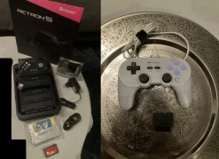 Tradera Retron 5 Konsol + 8BitDo SN30 Pro+ Handkontroll + Spel + adapter+minneskort m.m.> Retro-videospil Og Pocket-spil