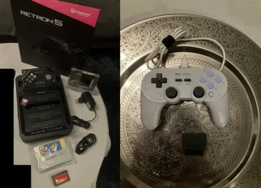 Tradera Retron 5 Konsol + 8BitDo SN30 Pro+ Handkontroll + Spel + adapter+minneskort m.m.> Retro-videospil Og Pocket-spil