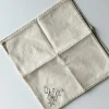 Tradera Råhvide stofservietter m gråt broderi, 26 x 28 cm, 4 stk samlet| Boligtekstiler