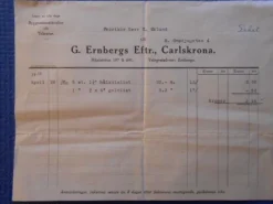 Tradera Räkning avseende leverans April 1935 från Fabrikör Herr E Ekelund till G.Ernberg> Fragtsedler & Fakturaer
