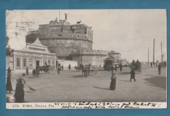 Tradera Roma, Piazza Pia 1912. Spårvagn och Hästfordon| Verden Undtagen De Nordiske Lande