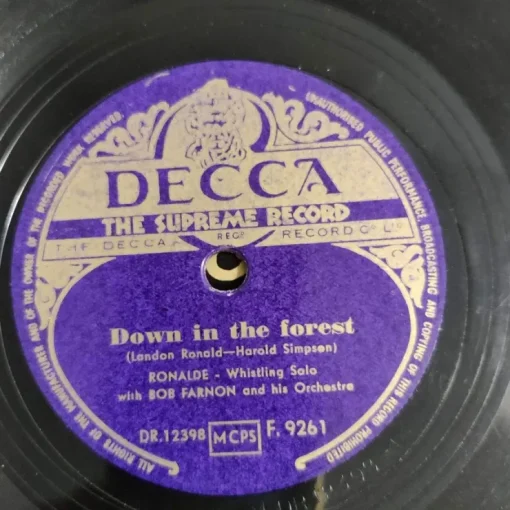 Tradera Ronalde - Down In The Forest / Bird Songs at Eventide 78a VG+ visslar| Grammofonplader