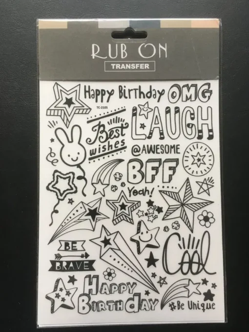 Tradera RUB ON TRANSFER - Happy Birthday BFF stjärnor mm - Gnuggisar| Scrapbøger