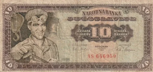 Tradera SEDEL JUGOSLLAVIEN 10 DINARA FRÅN 1965, DEN STÖRRE TYPEN, VIKT KV 1?/1| Sedler