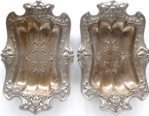 Clearance Silverfat/Serveringsfat - Art Nouveau-stil 6 st. Sølv