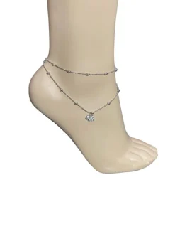 Tradera Silver-färgad fotlänk/kedjor, pärlor, hund, berlock (sommar- accessoar)(ny)> Ankelkæder