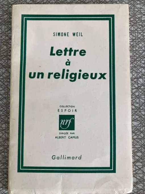 New Simone Weil: Lettre à un religieux. Tryckt 1951 Filosofisk Litteratur