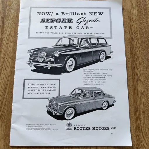 Tradera SINGER Gazelle Estate car (annons) 1957> Mobilia