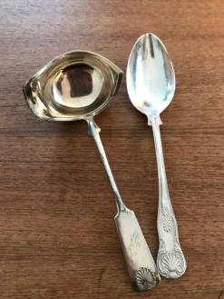 Flash Sale Sked och såsslev silver gravyr engelsk snäck Sølv