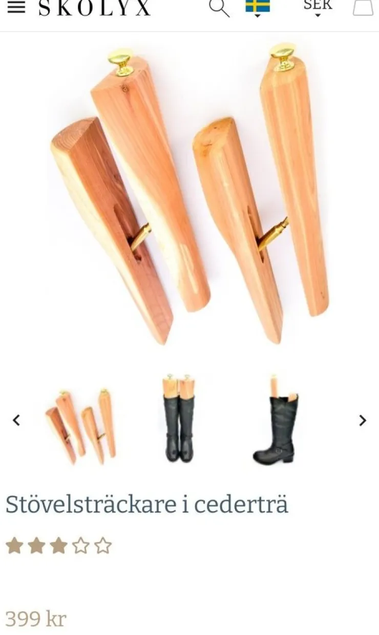 Tradera Skolyx Stövelsträckare i cederträ> Skopleje