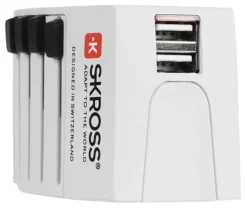 Tradera SKROSS MUV USB, reseadapter, EMEA/US/UK/AU, 2x USB 5V 2,1A, 100-250V, ojordad| Rejsetilbehør