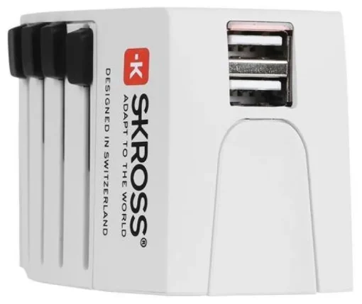 Tradera SKROSS MUV USB, reseadapter, EMEA/US/UK/AU, 2x USB 5V 2,1A, 100-250V, ojordad| Rejsetilbehør