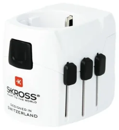 Tradera SKROSS Pro Light USB, reseadapter, 2-/3-stifts kontakt, Schuko, 2xUSB, 5V 2,4A| Rejsetilbehør
