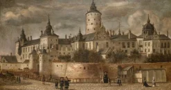 Tradera SLOTTET TRE KRONOR av CAMPHUYSEN Stadsholmen Stockholm Sverige STOR DUK| Malerier
