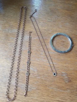 Tradera Smyckesset i stål rose samt silverfärgat> Smykkesæt