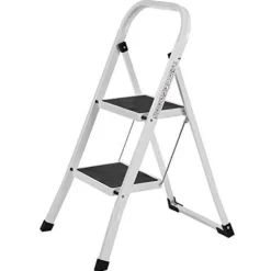 Flash Sale Songmics Folding Step Ladder med 2 steg, viksektion, säkerhetslås, GSL12WT Andre Byggevarer