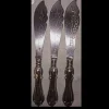 Discount 3st smörknivar, etsat mönster- bladen & dekorerade handtag, nysilver, vintage Sølv