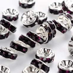 Tradera 10st Strassrondeller 8mm Silverpläterad Ametistfärgad strass| Smykkefremstilling