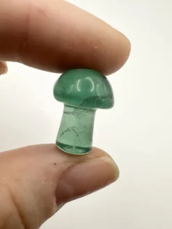 Tradera Sten Skulptur. Grön Fluorit. Svamp, Champinjon.> Ædelsten