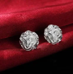 Tradera Sterling silver örhängen 925 Stämplade silverpläterade blomma ros nickelfria> Øreringe