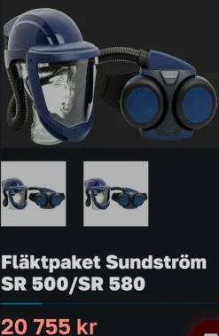 Best Sundström SR 500/SR 580 Fläktpaket Nypris 20 000:- Beskyttelsesudstyr & Beklædning