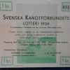 Tradera Svenska kanotförbundet lotteri 1936. Max Anderssons kanotbyggeri Västerås> Lotterier & Lodsedler