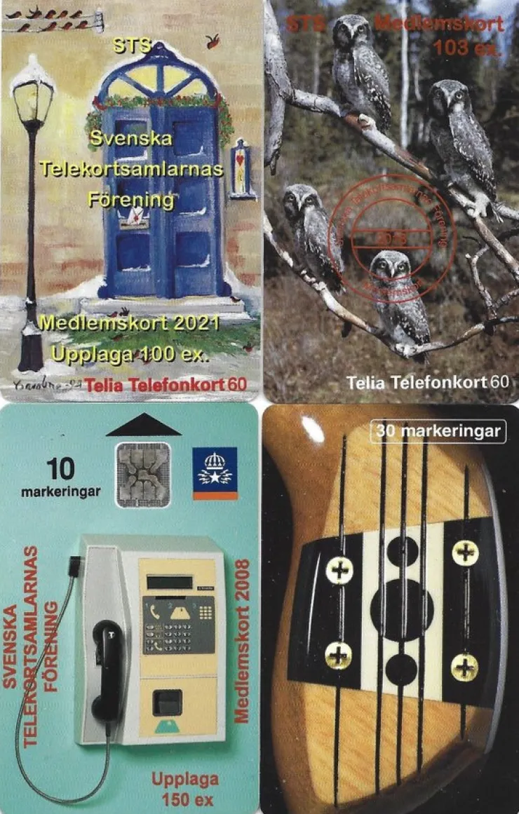 Tradera Svenska Telekortsamlarnas Förenings medlemskort 2008, 2017, 2018 och 2021> Telefonkort
