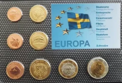 Tradera Sverige 2006 Euro Plomberad Samling 1 Cent - 2 Euro| Euromønter Og Sedler
