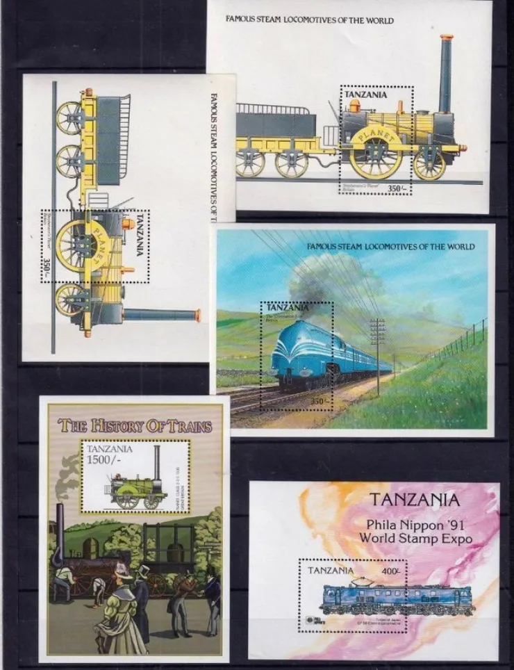 Tradera Tanzania fem olika block tåg xx| Afrika