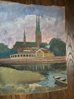 Tradera Tavla, akvarell, Uppsala Domkyrka, Ernst Reinhold Olsson, Vintage, 30 kr| Malerier