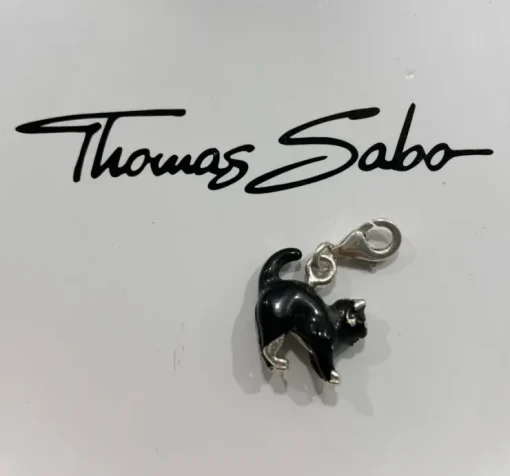 Tradera Thomas Sabo charm / berlock, svart katt / black cat i kallemalj.> Armbånd