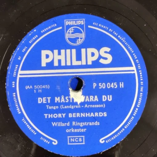 Tradera Thory Bernhards - Det Måste Vara Du / Sommarvind Och Rosenkind 78a VG+ 1954| Grammofonplader