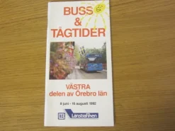Tradera Tidtabell 1992 Buss- och tågtider Västra Örebro län - Sommartidtabell 1992> Køreplaner